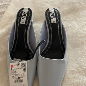 Baby blue square toe slides Zara 39 US size 8